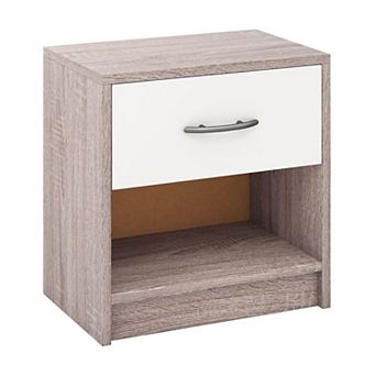 Compact Bedroom End Table with Drawer and Shelf Lightweight Side Table