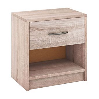 Compact Bedroom End Table with Drawer and Shelf Lightweight Side Table