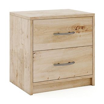 Modern 2 Drawer End Table Compact Nightstand for Bedside or Sofa Use