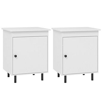 Small Nightstand with Cabinet Door and Raised Base for Bedroom or Office