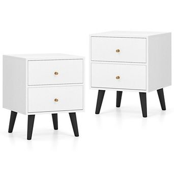 Modern Nightstand Set of 2 with Storage Drawers for Bedroom Living Room