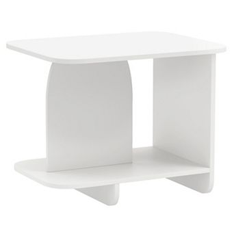Contemporary End Table with 2 tier Storage Shelves for Sofa or Bed