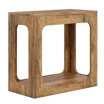 Wood Look End Table with Open Shelf Narrow Side Table for Sofa or Bed