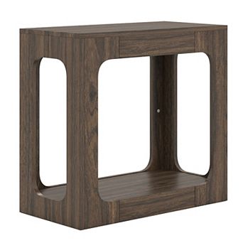Wood Look End Table with Open Shelf Narrow Side Table for Sofa or Bed