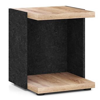 Small Nightstand with Open Storage Shelf Mid Century Accent Table
