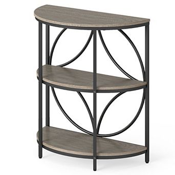 Compact 3 tier End Table Semi Circular Side Table for Bedroom Living Room