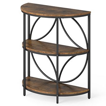 Compact 3 tier End Table Semi Circular Side Table for Bedroom Living Room