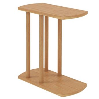 Teak Wood Bedside Table C Shape End Table for Couch Patio or Bedroom