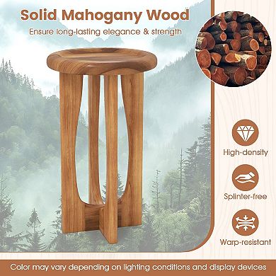 Wooden Patio Side Table with Cross Base Indoor Outdoor Accent Table