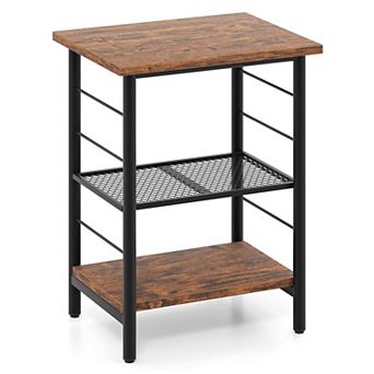 Compact 3 Shelf End Table with Storage Rack for Living Room Bedroom