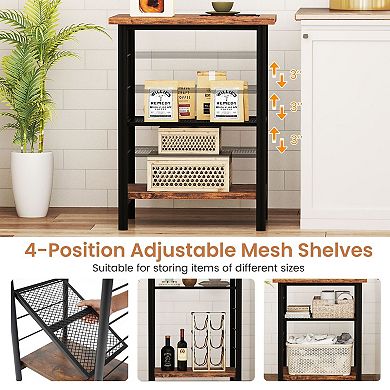 Compact 3 Shelf End Table with Storage Rack for Living Room Bedroom