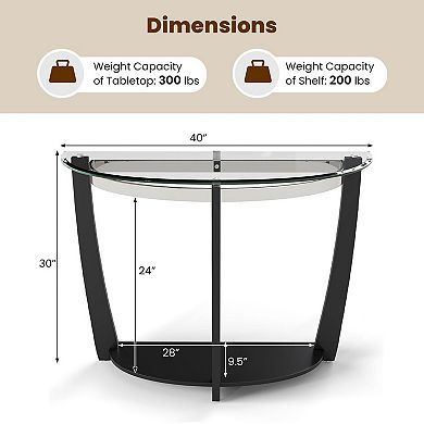 Contemporary Console Table with Glass Top for Entryway Hallway Living Room