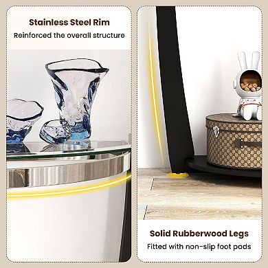 Contemporary Console Table with Glass Top for Entryway Hallway Living Room