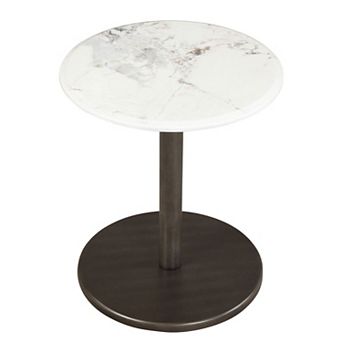 Small Marble Bedside Table with Pedestal Base for Bedroom Living Room