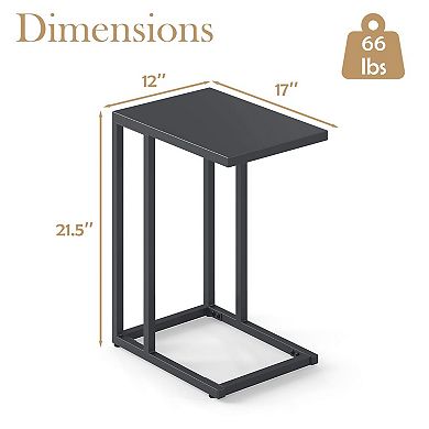Modern C Side Table for Small Spaces Laptop Table with Adjustable Feet