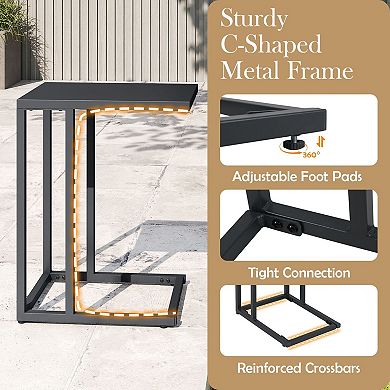 Modern C Side Table for Small Spaces Laptop Table with Adjustable Feet