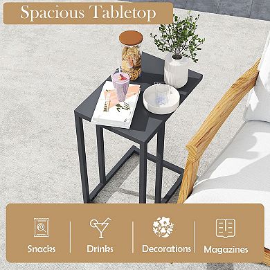 Modern C Side Table for Small Spaces Laptop Table with Adjustable Feet