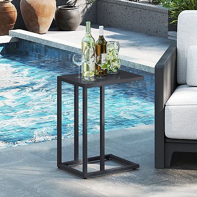 Modern C Side Table for Small Spaces Laptop Table with Adjustable Feet