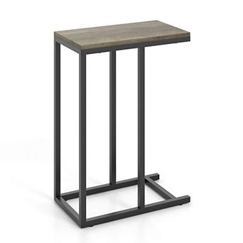 C-Shaped Sofa Side Table, Narrow Laptop Stand End Table for Living Room