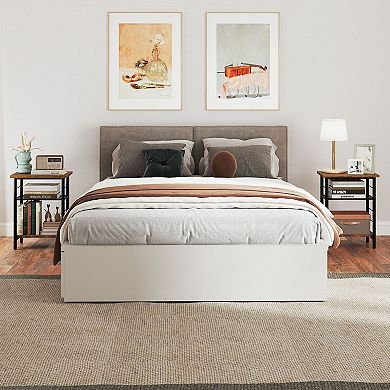 2 Pack 3-Tier Side Tables Metal Frame Engineered Wood Storage Shelves