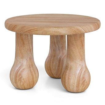 Round Mahogany Outdoor Side Table Patio Accent Table with Tripod Base