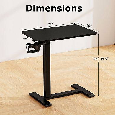 Height Adjustable Rolling Standing Desk C-Shaped Base Laptop Table