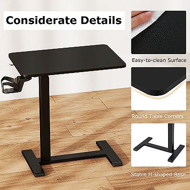 Height Adjustable Rolling Standing Desk C-Shaped Base Laptop Table