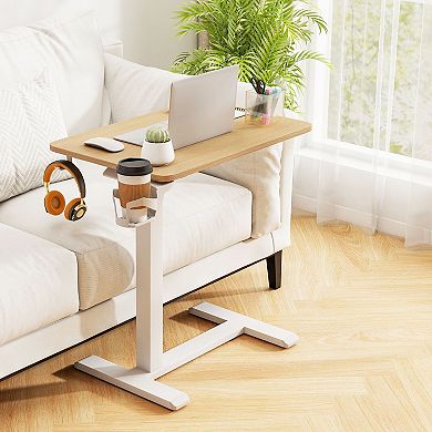 Height Adjustable Rolling Standing Desk C-Shaped Base Laptop Table