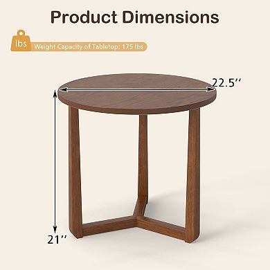 Modern Round Accent Table with Wood-Look Finish for Sofa Side and Bedside Use