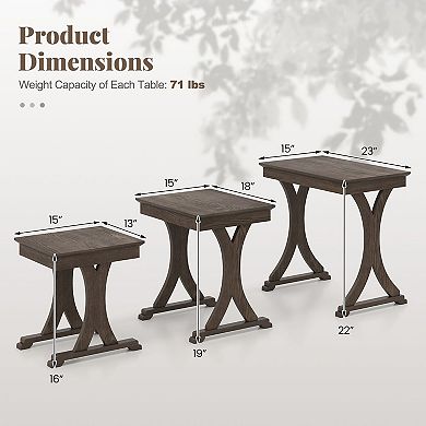 3-Piece Nesting Coffee Table Set with Stackable for Living Room