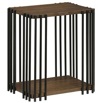 Modern End Table with 2 tier Open Storage for Bedroom and Sofa Side