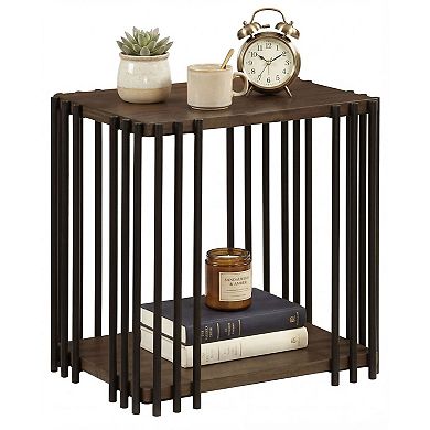 Modern End Table with 2-Tier Open Storage for Bedroom and Sofa Side