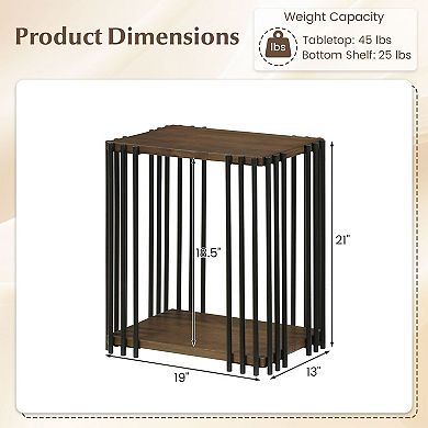 Modern End Table with 2-Tier Open Storage for Bedroom and Sofa Side