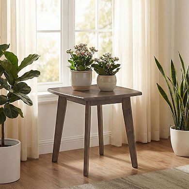 Square Wood End Table with Thick Top for Living Room and Bedroom Use