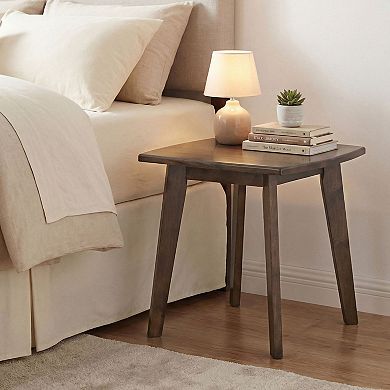 Square Wood End Table with Thick Top for Living Room and Bedroom Use