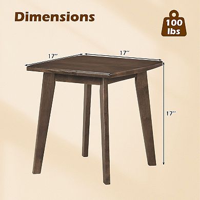 Square Wood End Table with Thick Top for Living Room and Bedroom Use