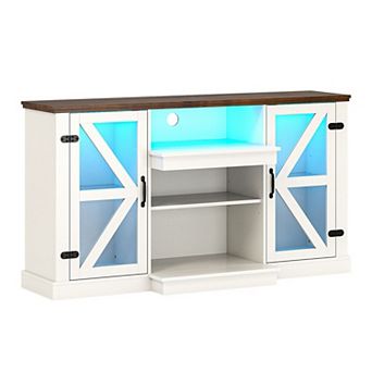 Modern TV Stand for 68 Inch TV with LED Lighting Remote Control and Storage Cabinets