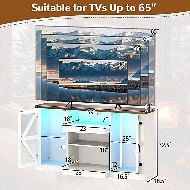 Modern TV Stand for 68 Inch TV with LED Lighting Remote Control and Storage Cabinets