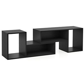 Set of 2 Adjustable TV Stand Pieces for 55 Inch TV with Rotating L Shaped Shelves