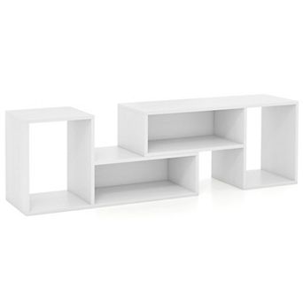 Set of 2 Adjustable TV Stand Pieces for 55 Inch TV with Rotating L Shaped Shelves