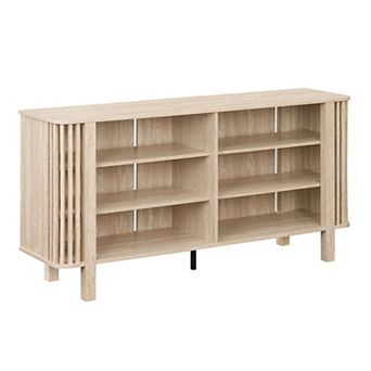 Modern TV Stand for TVs Up to 55 Inch with Adjustable Shelves and Slatted Door Design