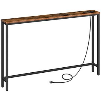 Console Table with Charging Station, Narrow Behind Couch Sofa Table