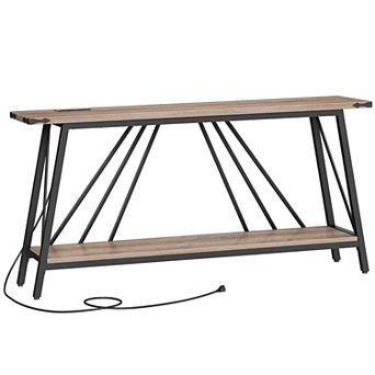 Console Table with Charging Station, 2 tier Entryway Sofa Table