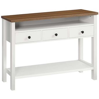 Console Table with Storage Drawers and Open Shelves, Farmhouse Hallway Table