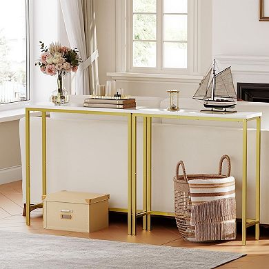 Modern Entryway Table with Storage Shelf, Slim Sofa Table for Small Spaces