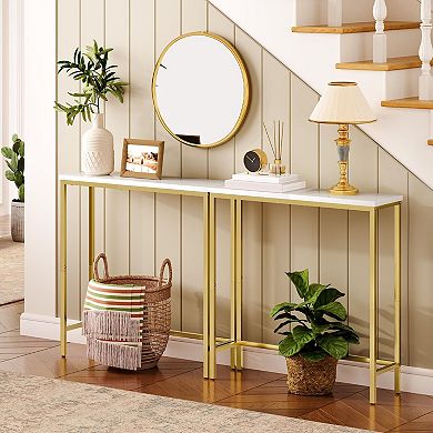 Modern Entryway Table with Storage Shelf, Slim Sofa Table for Small Spaces