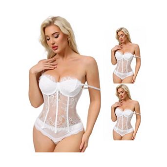 3 Packs Women's Lace Bustier Corset Tops Floral Camisole Top Underwired Adjustable Spaghetti Straps