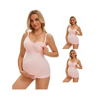 3 Packs Women's Nursing Cami with Adjustable Straps Breastfeeding V Neck Built-In Bra Vest