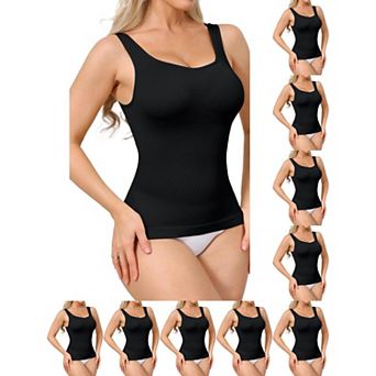 10 Packs Womens Ribbed Tank Tops Square Neck Shapewear Tummy Control Compression Camisole Bodyshaper