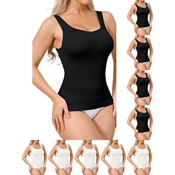 10 Packs Womens Ribbed Tank Tops Square Neck Shapewear Tummy Control Compression Camisole Bodyshaper